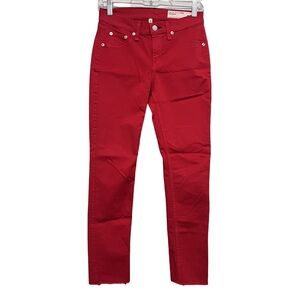 Rag & Bone Jeans Legging Cropped Red Mid Rise Stretch Denim Womens Size 26